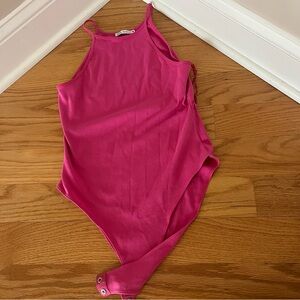 Zara Pink Spaghetti Strap Bodysuit
